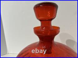 Vintage Empoli Red Quilted Optic Genie Bottle Decanter Red 12