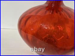 Vintage Empoli Red Quilted Optic Genie Bottle Decanter Red 12