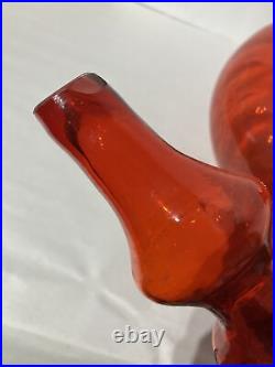 Vintage Empoli Red Quilted Optic Genie Bottle Decanter Red 12