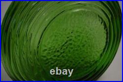 Vintage Empoli Ribbed Circular Decanter Green Geometrics Italy Glass MCM Barware