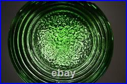 Vintage Empoli Ribbed Circular Decanter Green Geometrics Italy Glass MCM Barware