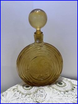 Vintage Empoli Rossini Amber Glass Decanter with Embossed Eagle, 1970s