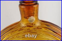 Vintage Empoli Rossini Embossed Eagle Amber Glass Decanter Bottle Original Stick