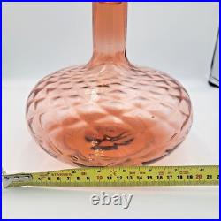 Vintage Empoli School Cellini Masterpieces Pink Genie Bottle Glass Italy Italian