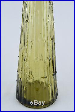 Vintage Empoli Signed Italian Art Glass Green 22.5 Icicle Genie Bottle Decanter