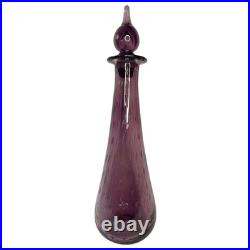 Vintage Empoli Style Amethyst Purple Glass Genie Decanter Stopper 15 MCM Italy