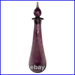 Vintage Empoli Style Amethyst Purple Glass Genie Decanter Stopper 15 MCM Italy