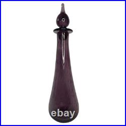 Vintage Empoli Style Amethyst Purple Glass Genie Decanter Stopper 15 MCM Italy
