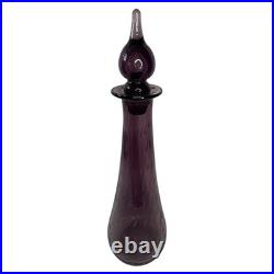 Vintage Empoli Style Amethyst Purple Glass Genie Decanter Stopper 15 MCM Italy