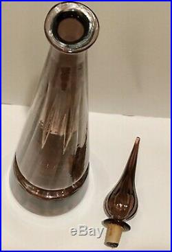 Vintage Empoli Style Swirl Genie Glass Decanter Bottle Amethyst Large 27.5