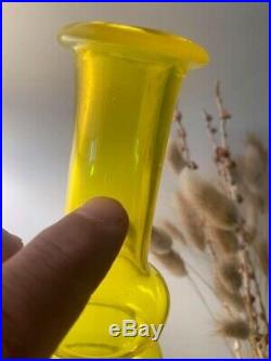 Vintage Empoli Yellow Optic Genie Bottle Decanter Mid Century Modern 23 1/2 MCM