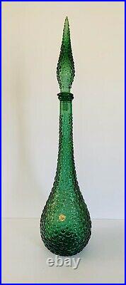 Vintage Empolio Verde Mid Century Modern MCM Italian Glass Decanter Genie Bottle