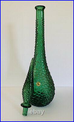 Vintage Empolio Verde Mid Century Modern MCM Italian Glass Decanter Genie Bottle