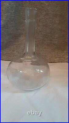Vintage English Clear Glass Decanter with Etched Grapes