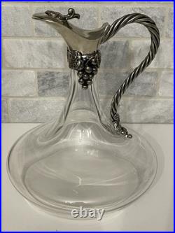 Vintage Etain Fait Main Jean Goardere Pewter & Glass Decanter with ornate detail