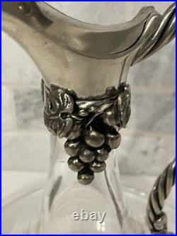 Vintage Etain Fait Main Jean Goardere Pewter & Glass Decanter with ornate detail