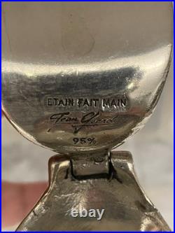 Vintage Etain Fait Main Jean Goardere Pewter & Glass Decanter with ornate detail