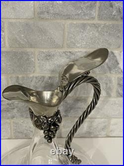 Vintage Etain Fait Main Jean Goardere Pewter & Glass Decanter with ornate detail