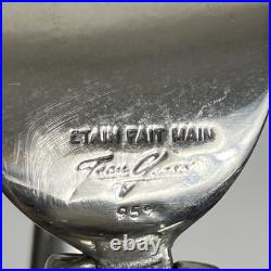 Vintage Etain Fait Main Jean Goardere Pewter & Glass Decanter with ornate detail