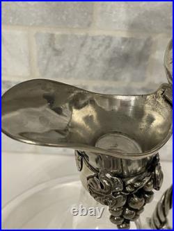 Vintage Etain Fait Main Jean Goardere Pewter & Glass Decanter with ornate detail