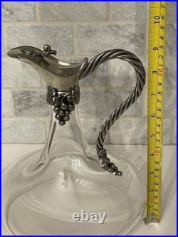 Vintage Etain Fait Main Jean Goardere Pewter & Glass Decanter with ornate detail