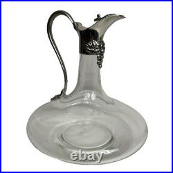 Vintage Etain Fait Main Jean Goardere Pewter & Glass Decanter with ornate detail