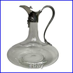 Vintage Etain Fait Main Jean Goardere Pewter & Glass Decanter with ornate detail