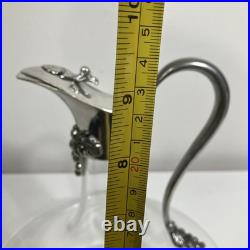 Vintage Etain Fait Main Jean Goardere Pewter & Glass Decanter with ornate detail