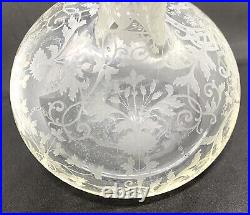 Vintage Etched Clear Glass Decanter 9.3/4 x 6.1/2