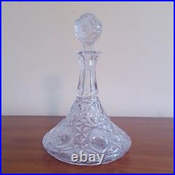 Vintage Etched Decanter Lead Crystal Peedee West Germany 1950's Glass Ware