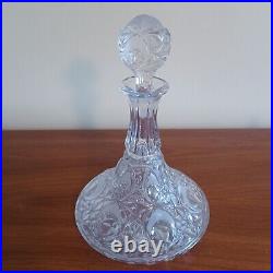 Vintage Etched Decanter Lead Crystal Peedee West Germany 1950's Glass Ware