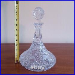 Vintage Etched Decanter Lead Crystal Peedee West Germany 1950's Glass Ware