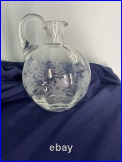 Vintage Etched RJ LaTournous Decanter Glass