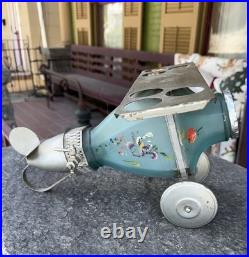 Vintage Extremely Rare Cambridge Glass Blue Satin Airplane Liquor Decanter