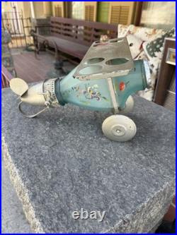 Vintage Extremely Rare Cambridge Glass Blue Satin Airplane Liquor Decanter