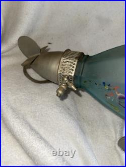 Vintage Extremely Rare Cambridge Glass Blue Satin Airplane Liquor Decanter