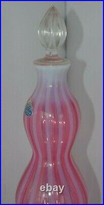 Vintage Fenton Cruet Bottle Decanter Large Swirl Pink Glass Opalescent