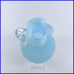 Vintage Fenton Glass Blue Opalescent Hobnail Wine Decanter Pitcher With Stopper