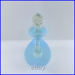 Vintage Fenton Glass Blue Opalescent Hobnail Wine Decanter Pitcher With Stopper