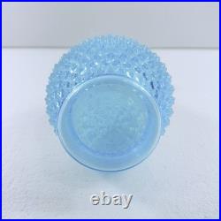 Vintage Fenton Glass Blue Opalescent Hobnail Wine Decanter Pitcher With Stopper