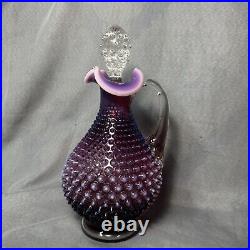 Vintage Fenton Hobnail Plum Opalescent Decanter With Stopper MCM