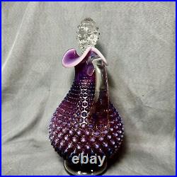 Vintage Fenton Hobnail Plum Opalescent Decanter With Stopper MCM