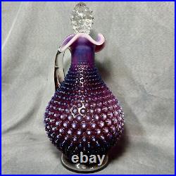 Vintage Fenton Hobnail Plum Opalescent Decanter With Stopper MCM