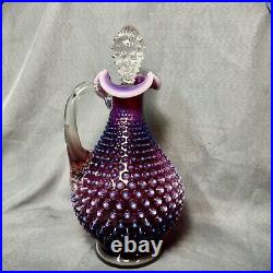 Vintage Fenton Hobnail Plum Opalescent Decanter With Stopper MCM