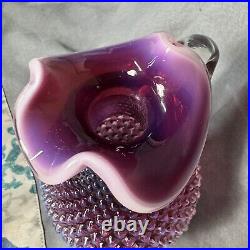 Vintage Fenton Hobnail Plum Opalescent Decanter With Stopper MCM