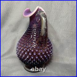 Vintage Fenton Hobnail Plum Opalescent Decanter With Stopper MCM