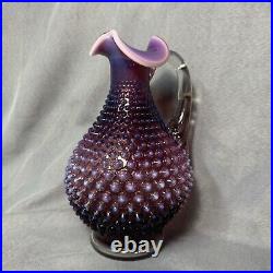 Vintage Fenton Hobnail Plum Opalescent Decanter With Stopper MCM