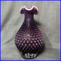 Vintage Fenton Hobnail Plum Opalescent Decanter With Stopper MCM