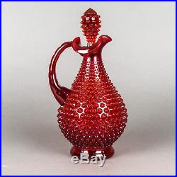Vintage Fenton Hobnail Ruby Red Decanter With Stopper Excellent Condition
