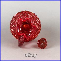 Vintage Fenton Hobnail Ruby Red Decanter With Stopper Excellent Condition
